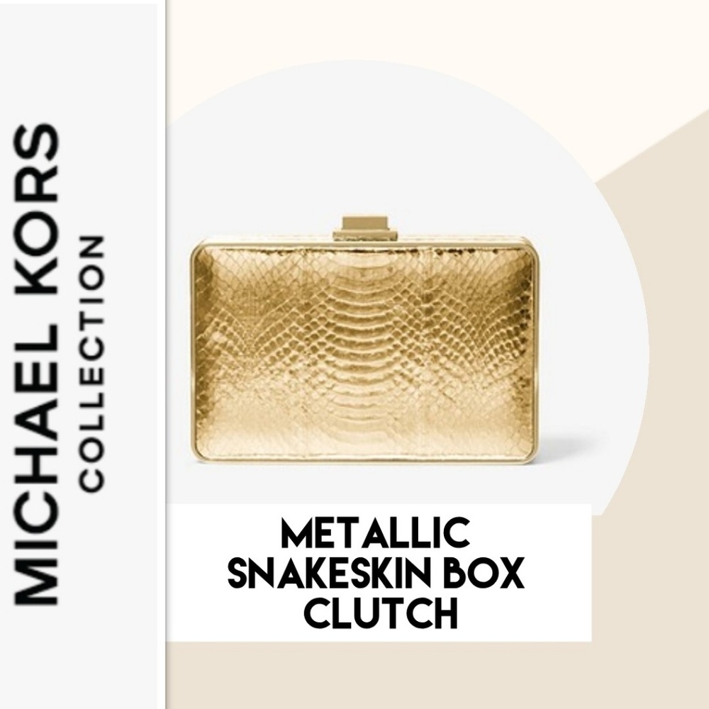 Michael Kors Metallic Snakeskin Box Clutch